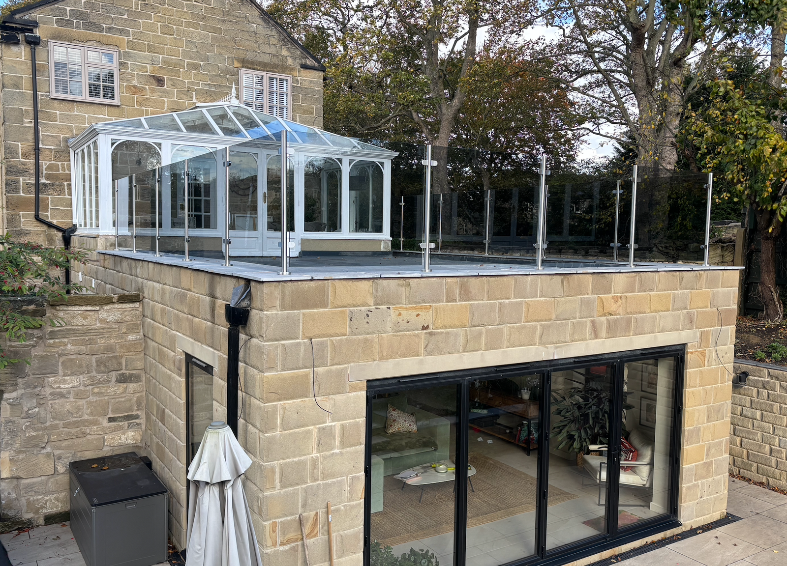 Stainless steel balustrade post finish detail