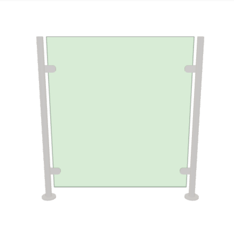 Post and glass balustrade without handrail