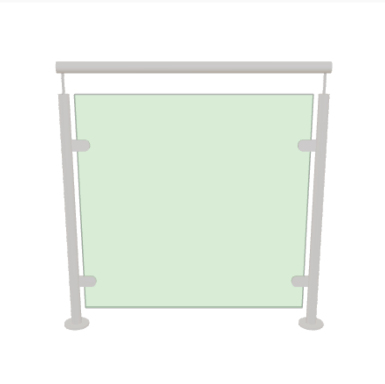 Post and glass balustrade with handrail