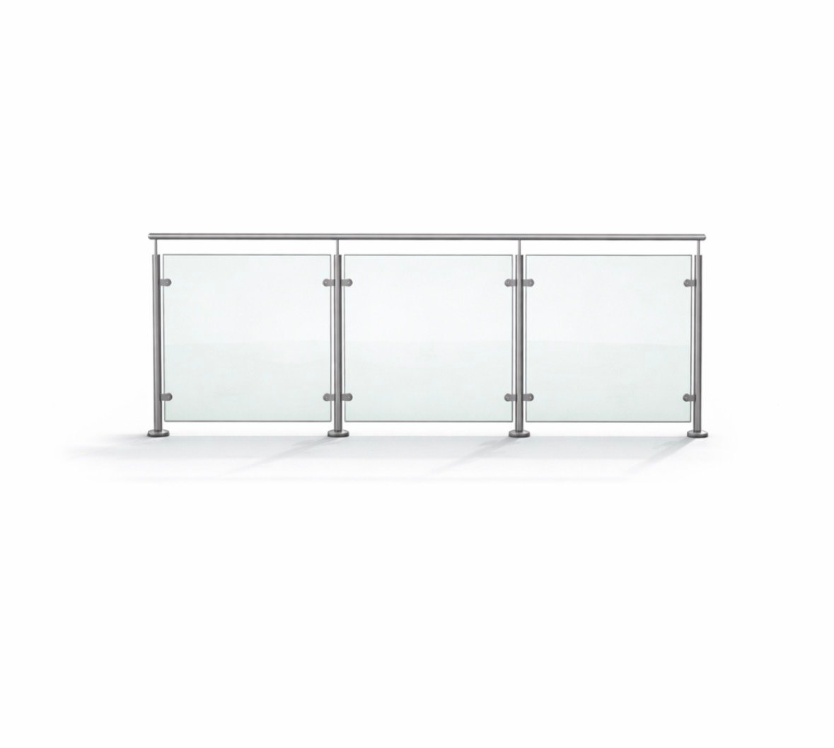 Post and Glass Balustrade Kit with Handrail Straight Run 3m