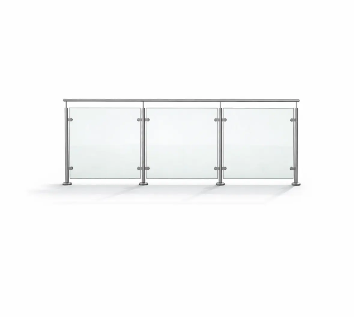 Post and Glass Balustrade Kit with Handrail Straight Run 3m