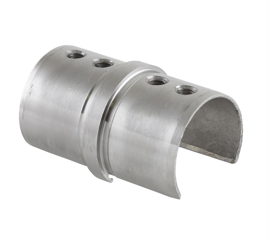 Slotted handrail tube connector satin stainless steel