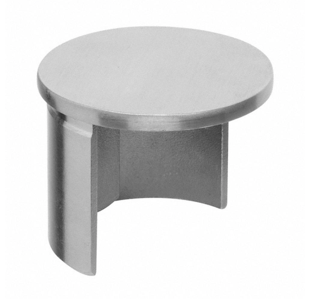 Slotted handrail end cap satin stainless steel