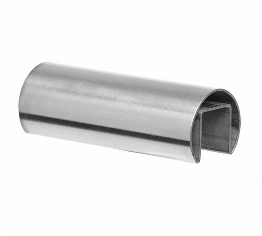 42.4mm slotted round handrail 5.8m satin stainless steel